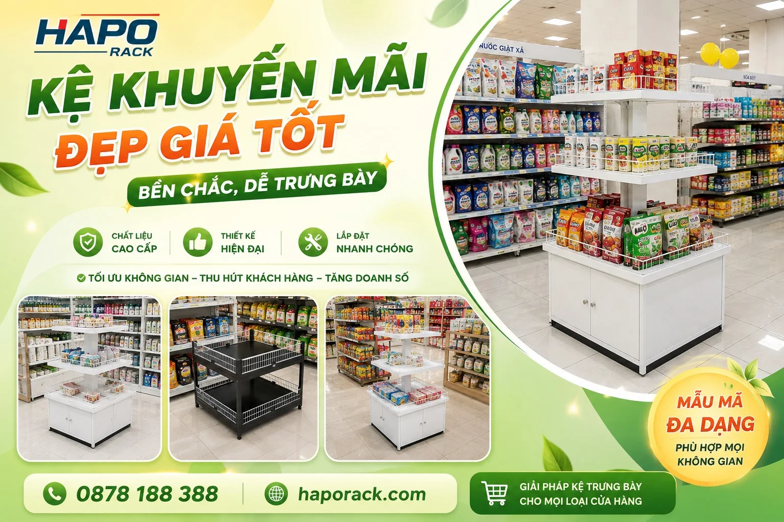 Kệ Vuông Siêu Thị Giá Tốt – Thiết Kế Bền Đẹp, Trưng Bày Tiện Lợi