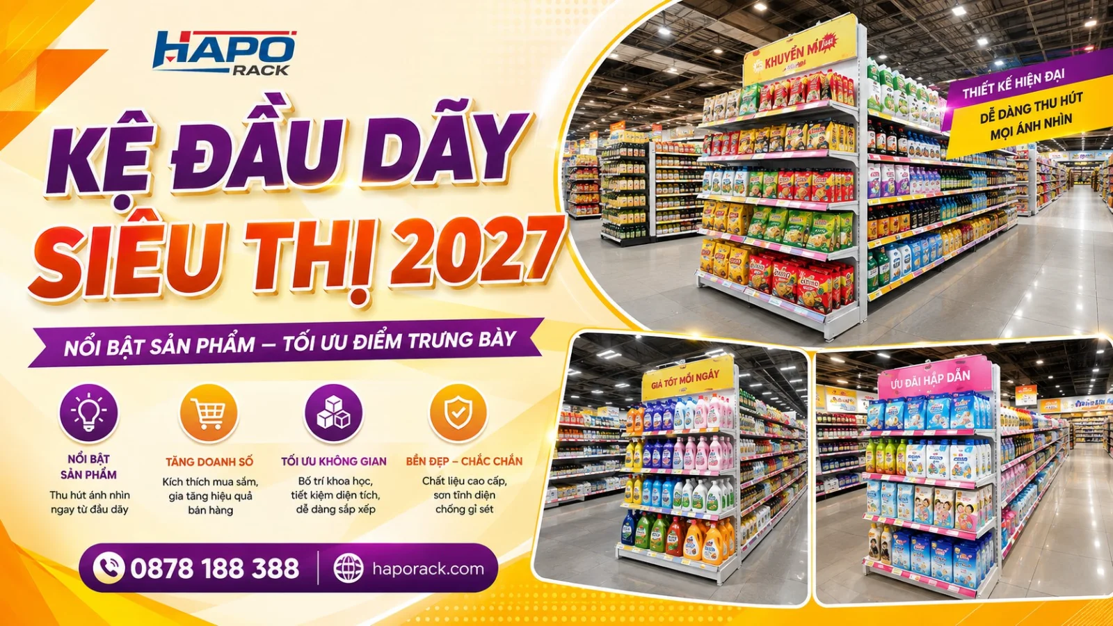 Kích Thước Kệ Đầu Dãy Siêu Thị 2027 – Thông Số Phổ Biến Và Cách Lựa Chọn