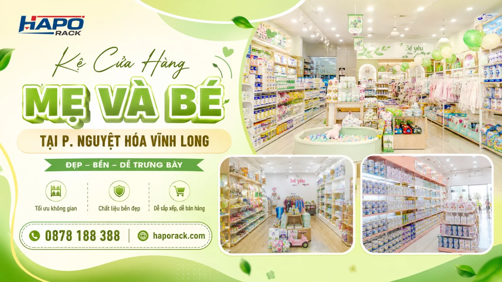 Lắp Đặt Kệ Cửa Hàng Mẹ Và Bé Tại P. Nguyệt Hóa Vĩnh Long – Bền Chắc, Dễ Trưng Bày