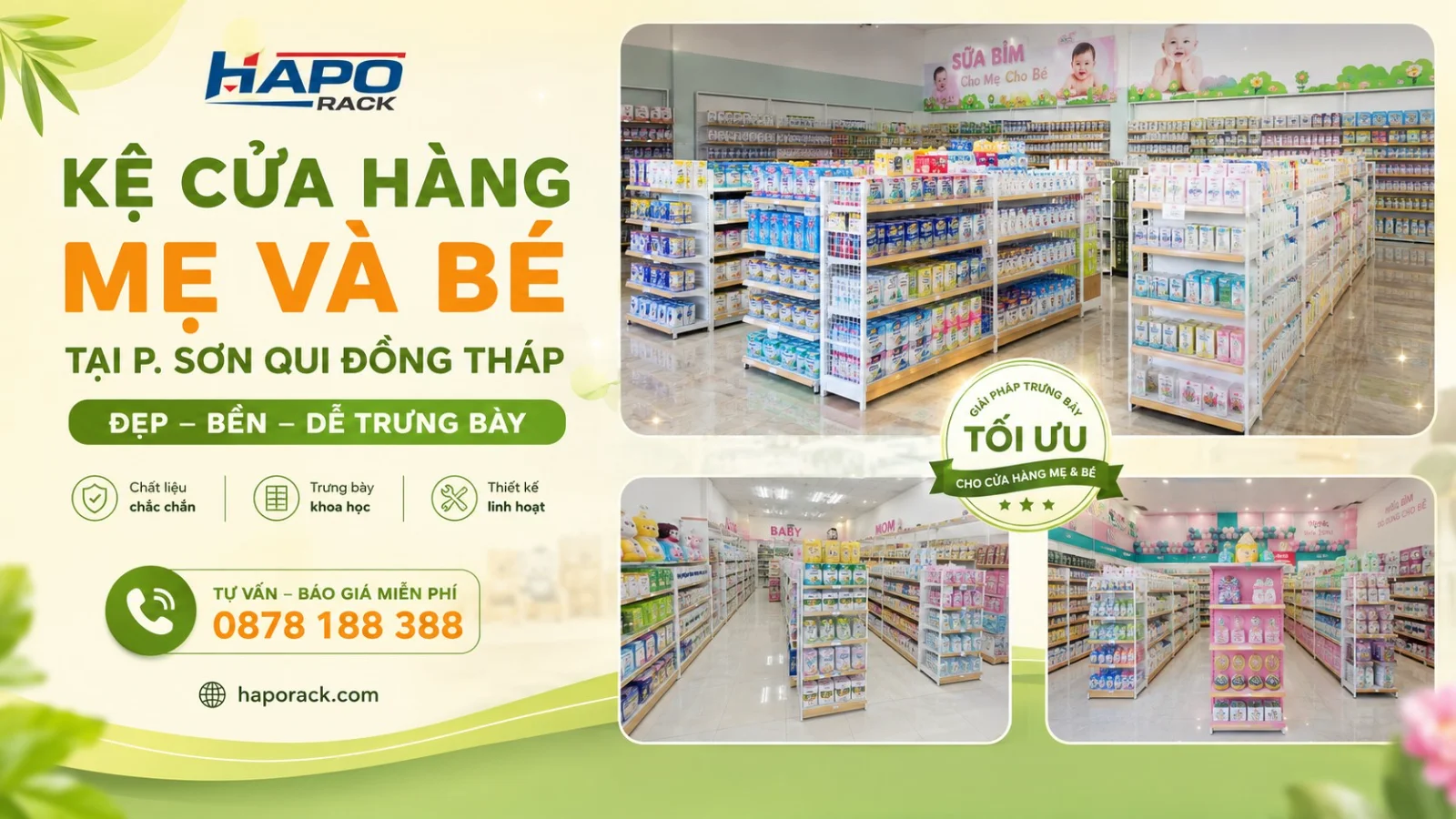 Lắp Đặt Kệ Cửa Hàng Mẹ Và Bé Tại P. Sơn Qui Đồng Tháp – Gọn Đẹp, Dễ Trưng Bày