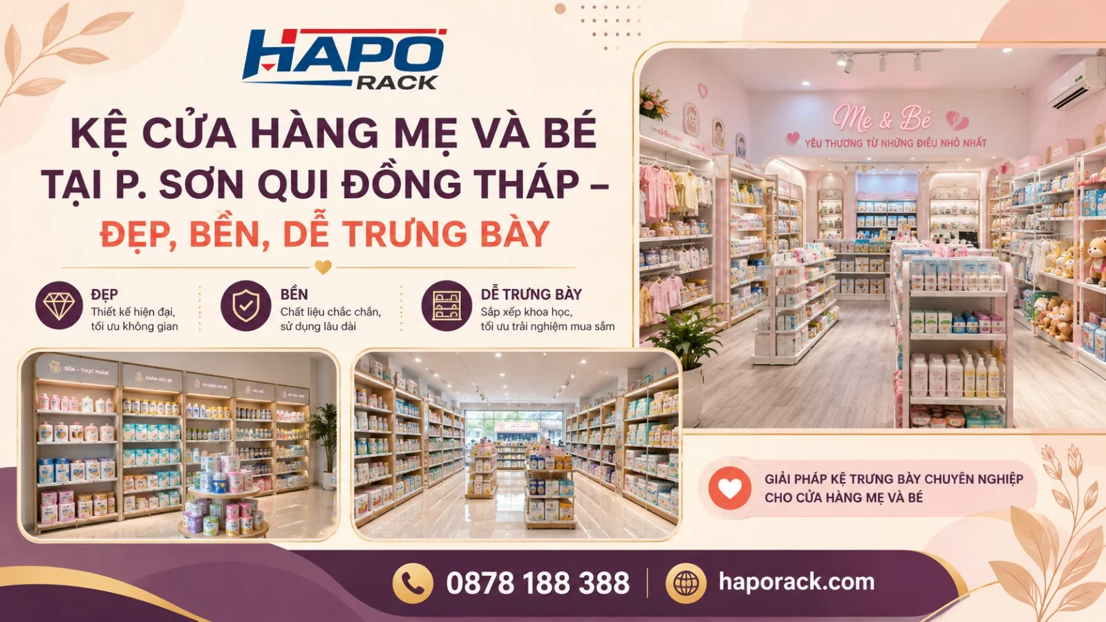 Lắp Đặt Kệ Cửa Hàng Mẹ Và Bé Tại P. Sơn Qui Đồng Tháp – Gọn Đẹp, Dễ Trưng Bày