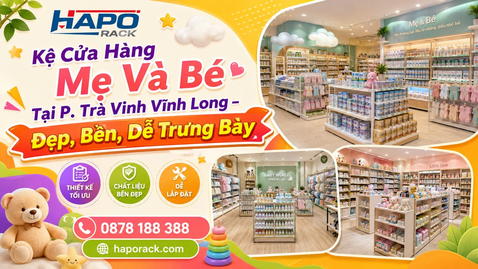 Lắp Đặt Kệ Cửa Hàng Mẹ Và Bé Tại P. Trà Vinh Vĩnh Long – Đẹp, Bền, Dễ Trưng Bày