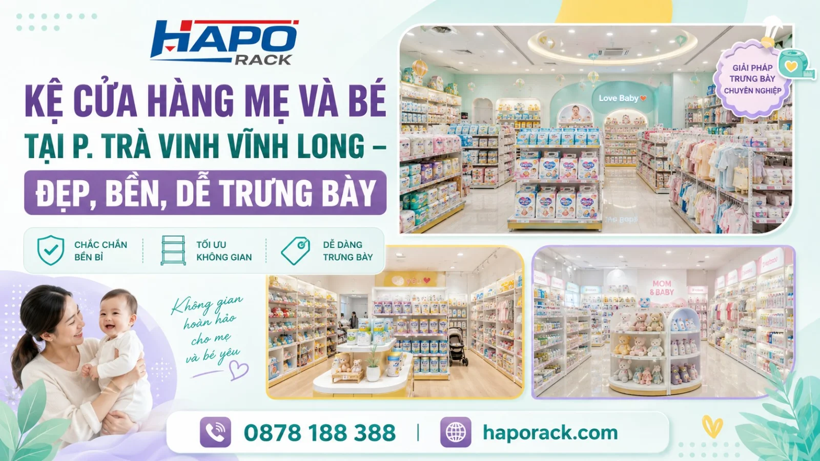Lắp Đặt Kệ Cửa Hàng Mẹ Và Bé Tại P. Trà Vinh Vĩnh Long – Gọn Đẹp, Tối Ưu Diện Tích