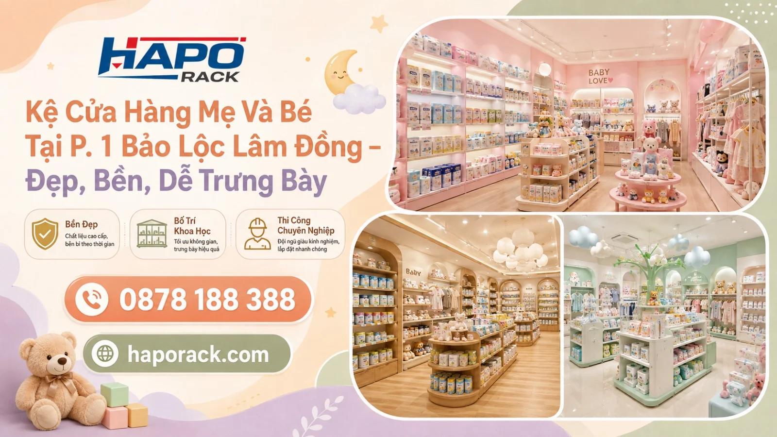 Lắp Đặt Kệ Shop Mẹ Và Bé Tại P. 1 Bảo Lộc Lâm Đồng – Gọn Đẹp, Bền Chắc, Giá Tốt