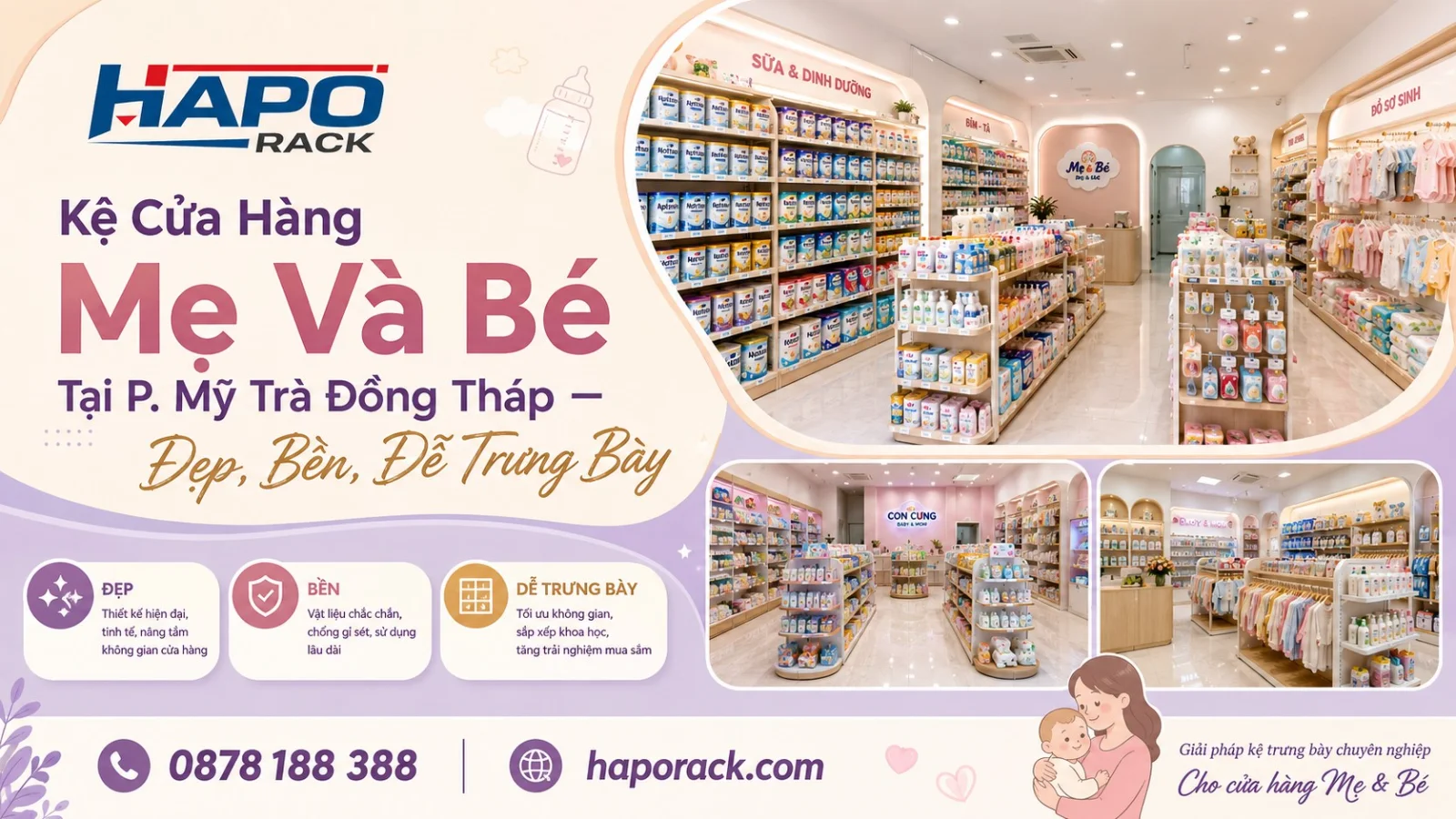 Lắp Đặt Kệ Shop Mẹ Và Bé Tại P. Mỹ Trà Đồng Tháp – Gọn Đẹp, Dễ Trưng Bày