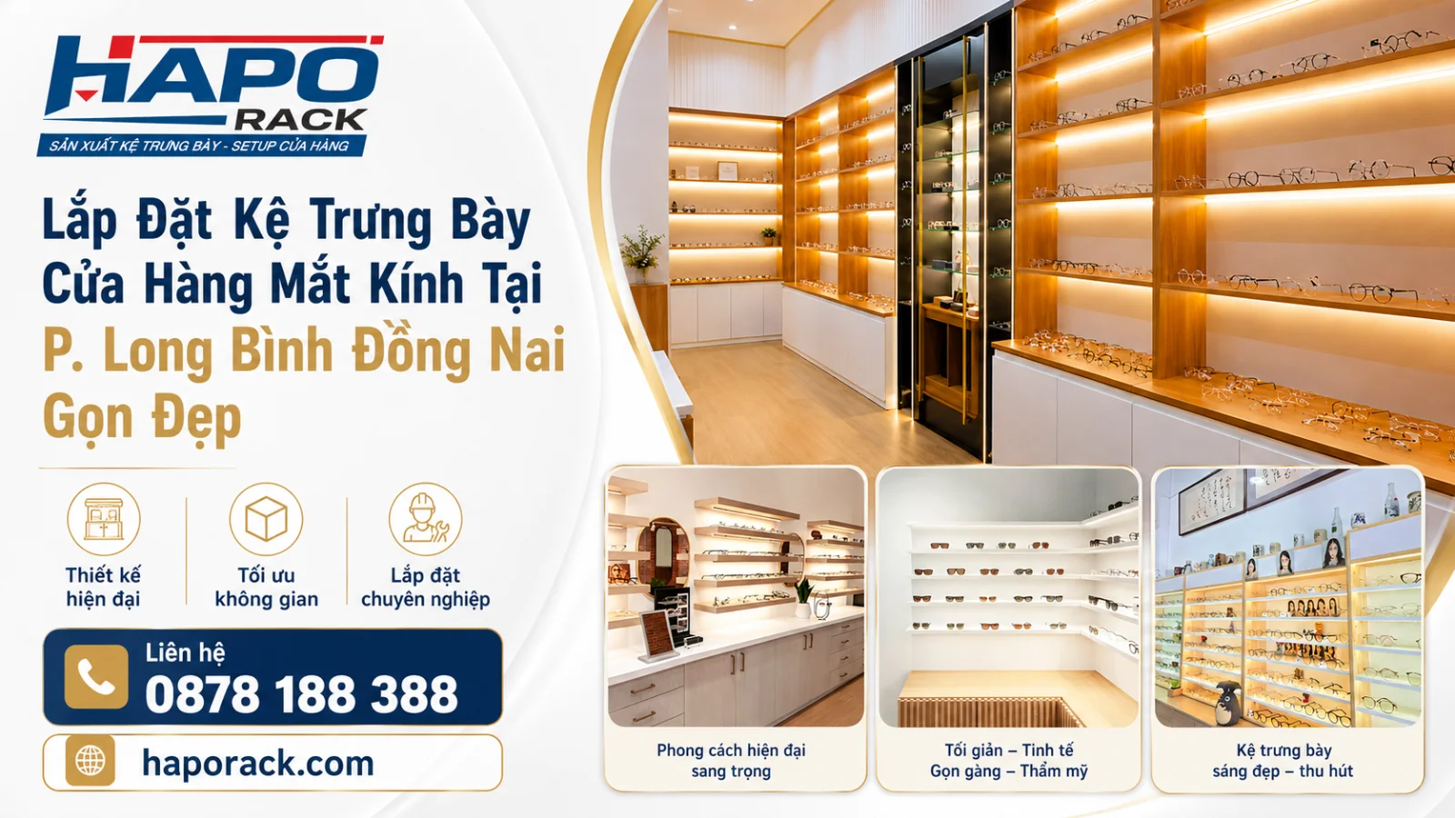 Lắp Đặt Kệ Trưng Bày Cửa Hàng Mắt Kính Tại P. Long Bình Đồng Nai Đẹp, Hiện Đại