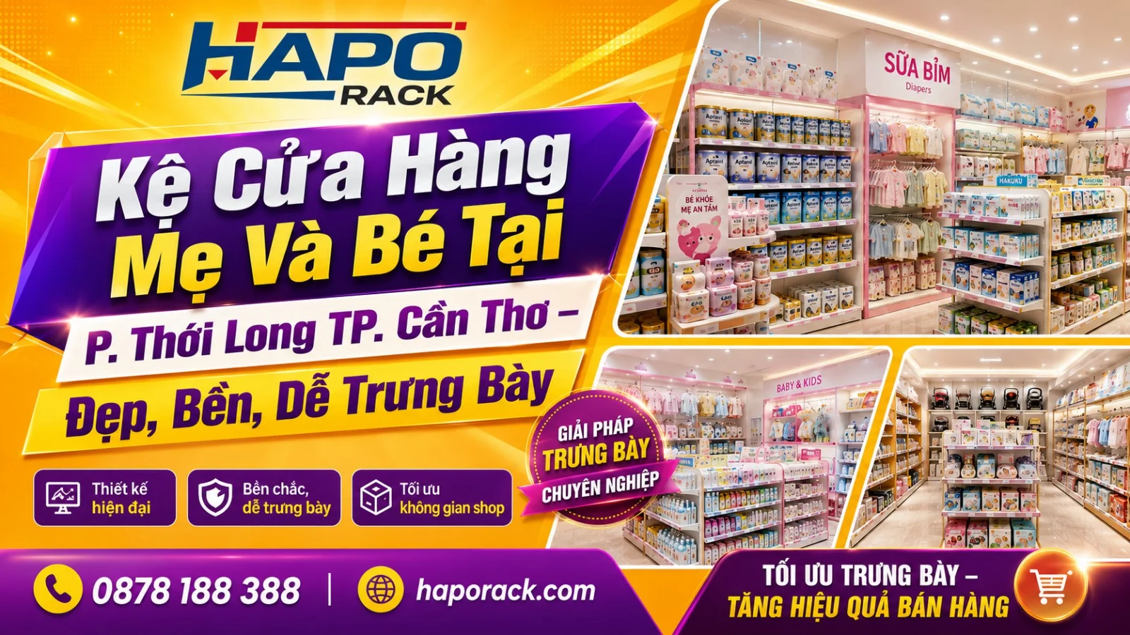 Lắp Đặt Kệ Cửa Hàng Mẹ Và Bé Tại P. Thới Long TP. Cần Thơ – Đẹp Hiện Đại, Dễ Sắp Xếp