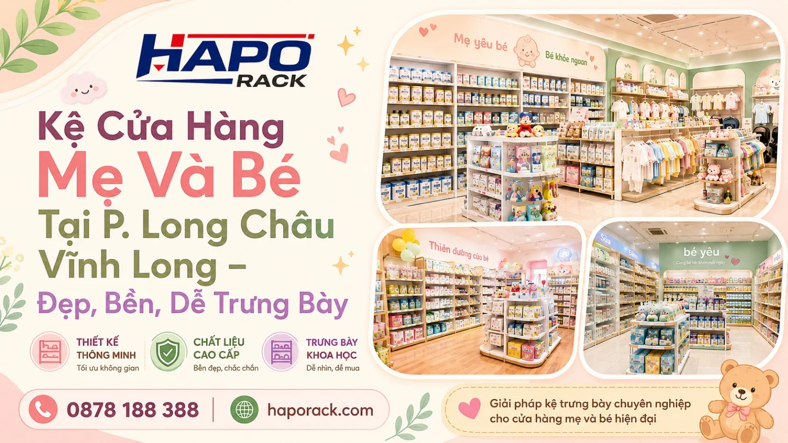 Lắp Đặt Kệ Shop Mẹ Và Bé Tại P. Long Châu Vĩnh Long – Gọn Đẹp, Dễ Trưng Bày