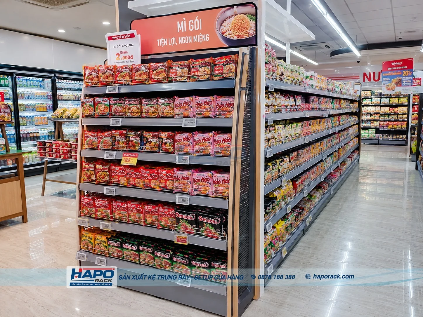 Mẫu Kệ Mì Tôm Nhiều Tầng Giúp Cửa Hàng Trưng Bày Nhiều Hàng