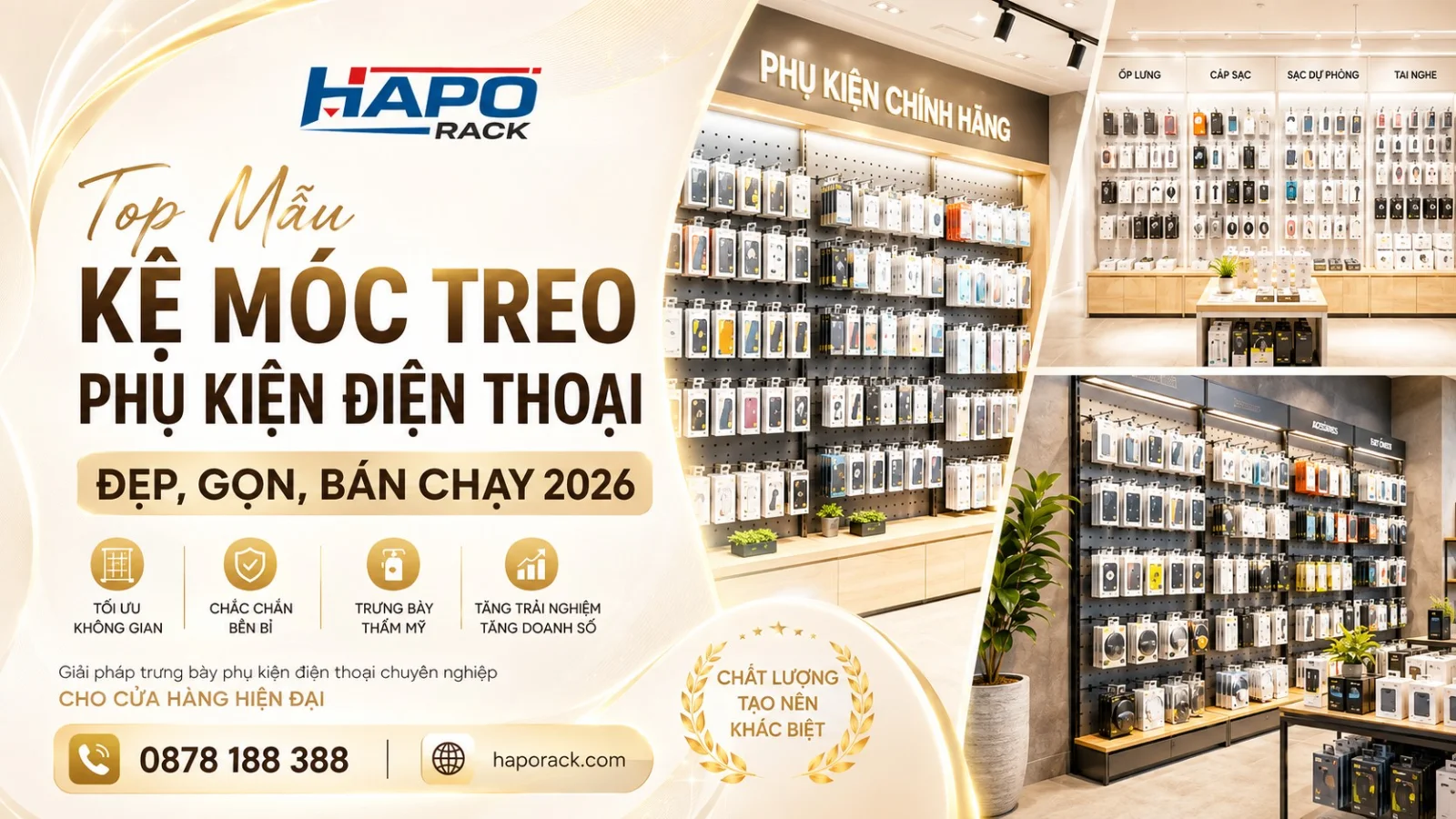 Mẫu Kệ Móc Treo Phụ Kiện Điện Thoại Đẹp, Tiết Kiệm Diện Tích Cửa Hàng