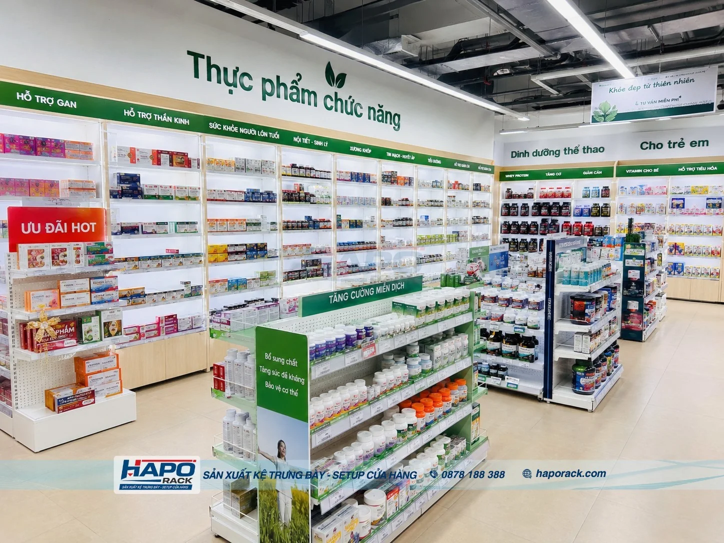 Mẫu Kệ Thực Phẩm Chức Năng Đẹp Dễ Bố Trí Cho Cửa Hàng