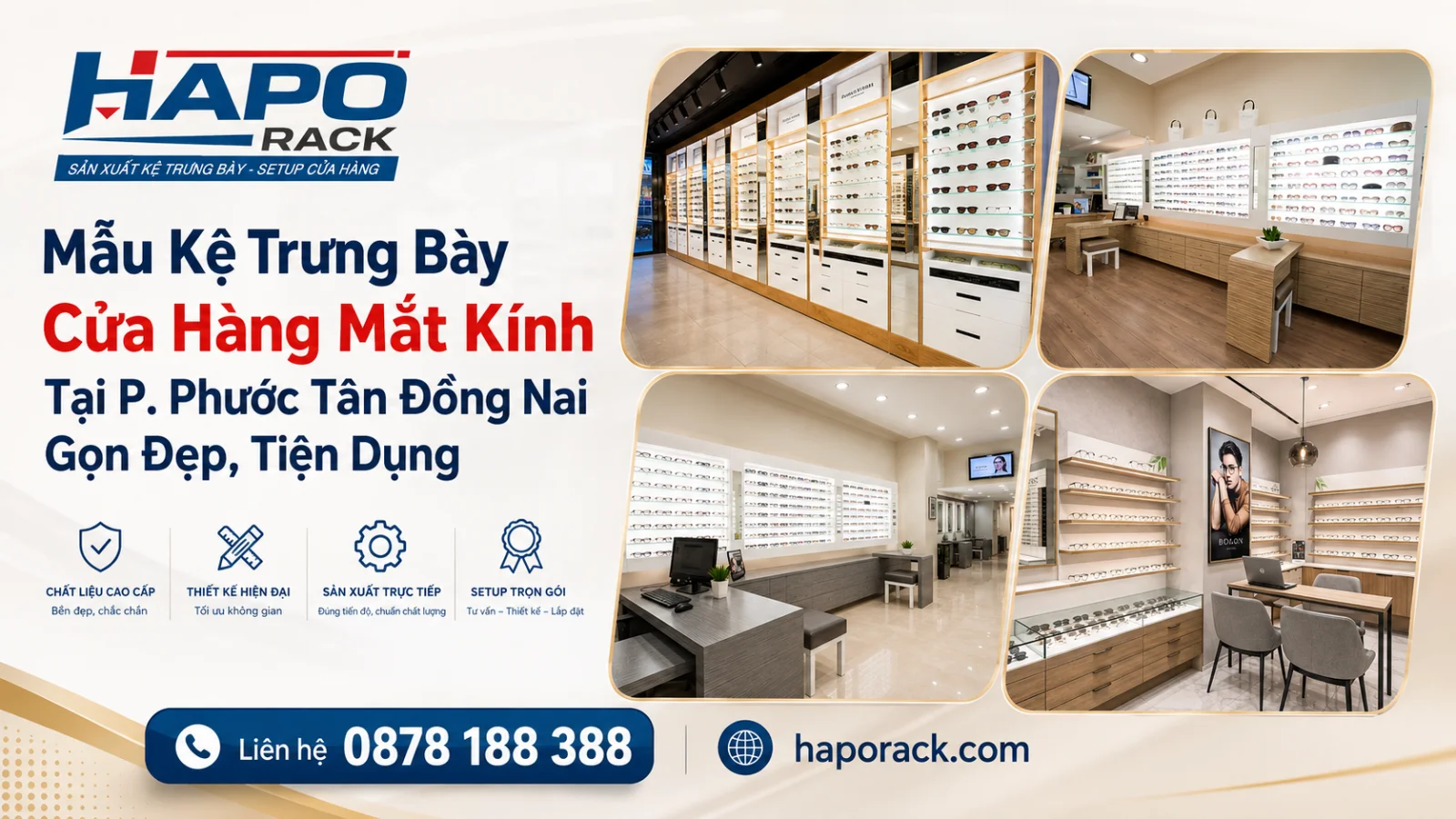 Mẫu Kệ Trưng Bày Cửa Hàng Mắt Kính Tại P. Phước Tân Đồng Nai Đẹp, Hiện Đại