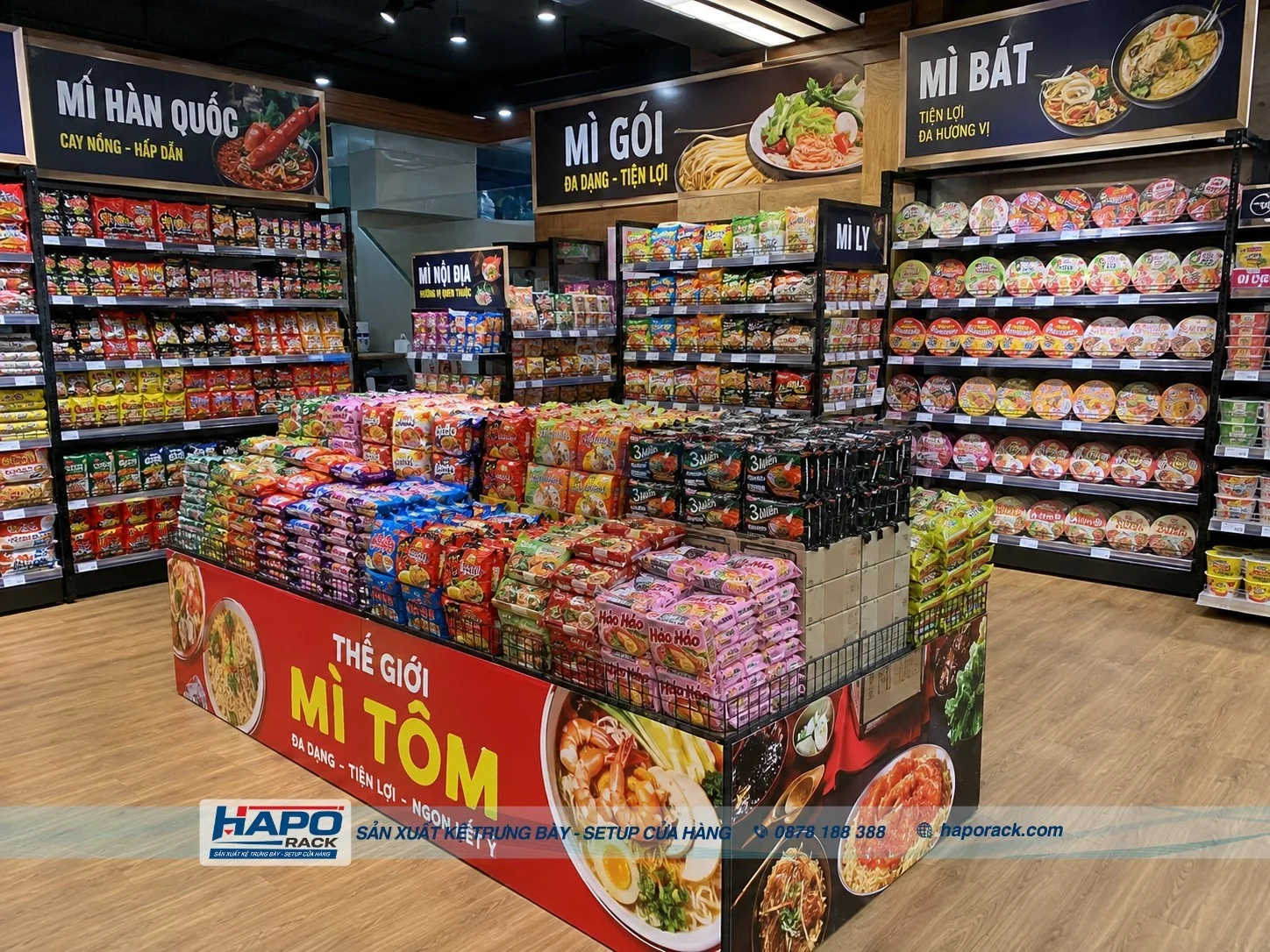 Mẫu Kệ Trưng Bày Mì Gói Đẹp, Bền, Tối Ưu Không Gian Bán Hàng