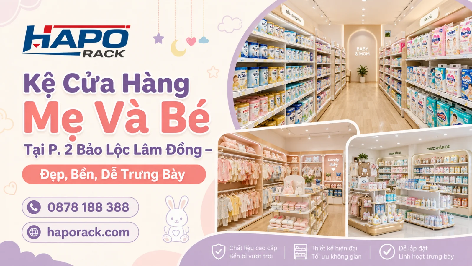 Sản Xuất Kệ Cửa Hàng Mẹ Và Bé Tại P. 2 Bảo Lộc Lâm Đồng – Tối Ưu Không Gian Mua Sắm