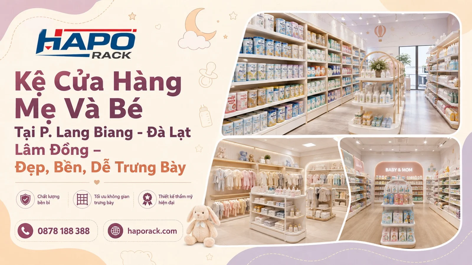 Sản Xuất Kệ Cửa Hàng Mẹ Và Bé Tại P. Lang Biang - Đà Lạt Lâm Đồng – Bền Đẹp, Dễ Bố Trí