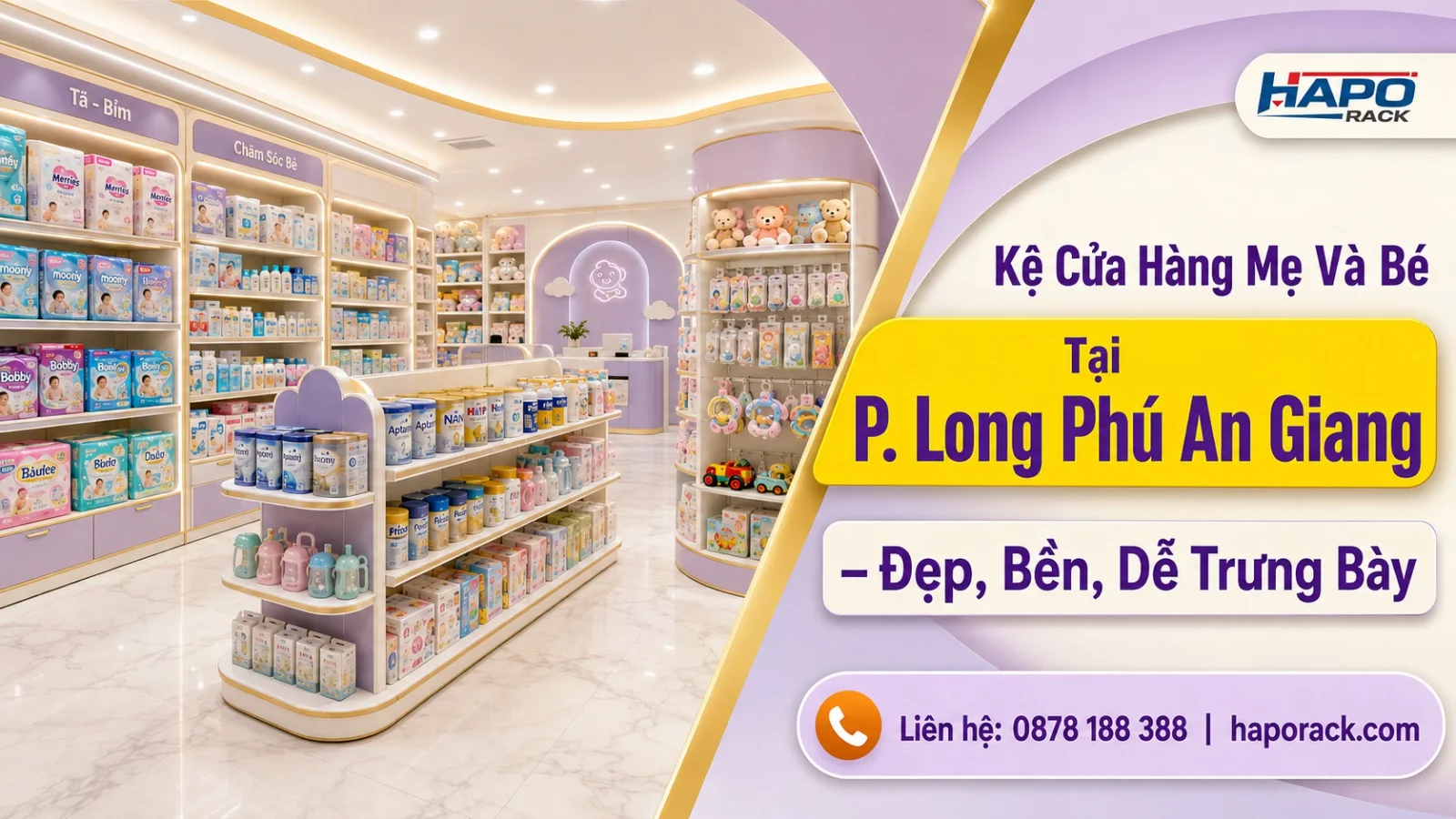 Sản Xuất Kệ Cửa Hàng Mẹ Và Bé Tại P. Long Phú An Giang Dễ Trưng Bày