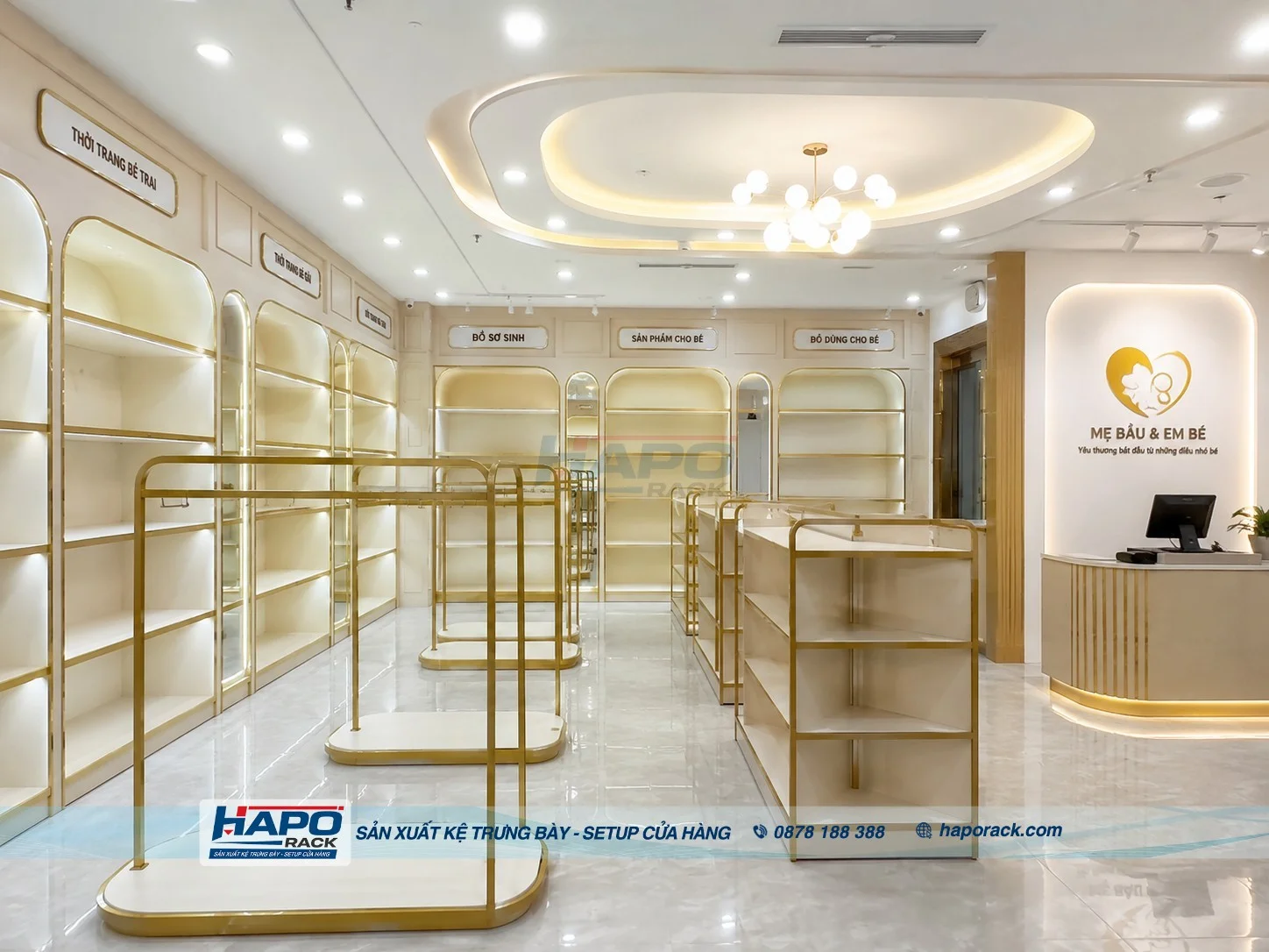 Sản Xuất Kệ Cửa Hàng Mẹ Và Bé Tại P. Long Tuyền TP. Cần Thơ – Đẹp, Bền, Dễ Trưng Bày