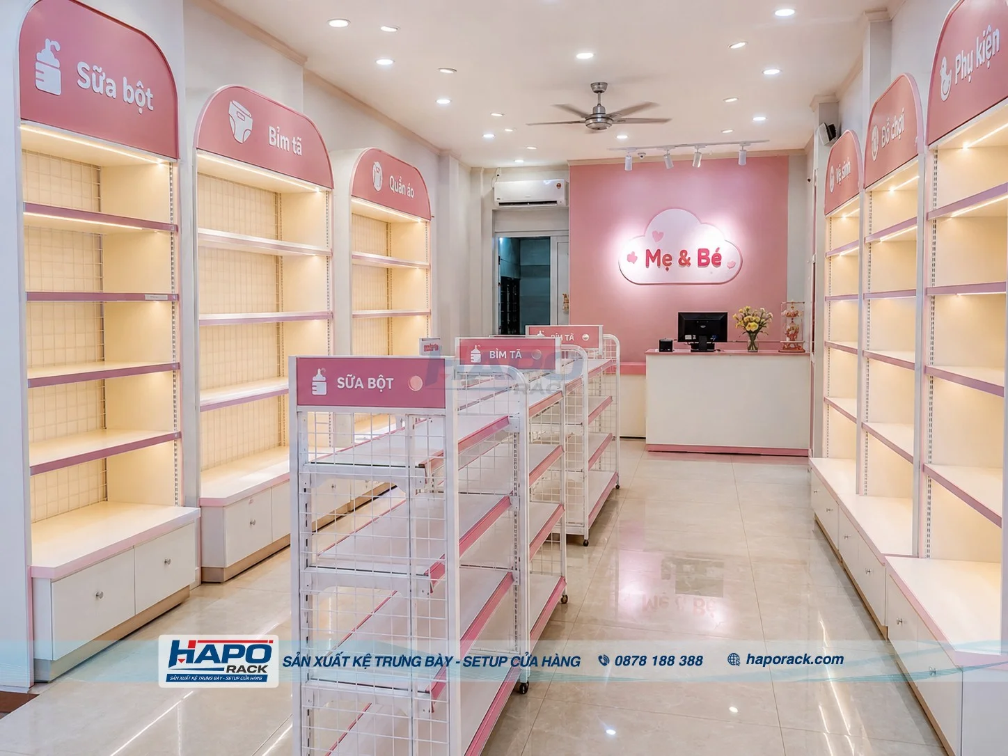 Sản Xuất Kệ Cửa Hàng Mẹ Và Bé Tại P. Thới An Đông TP. Cần Thơ – Bền Chắc, Giá Tốt