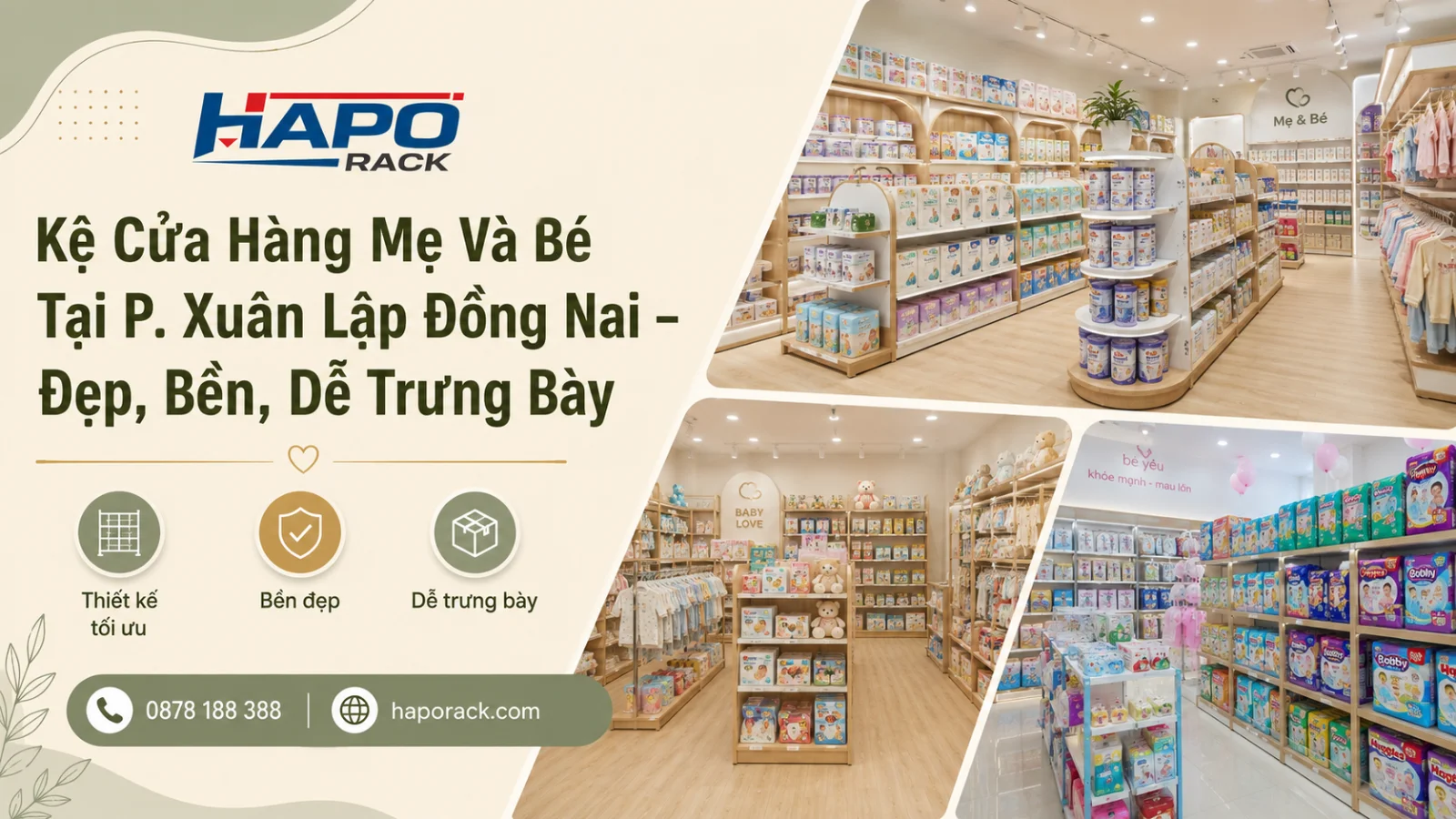 Sản Xuất Kệ Cửa Hàng Mẹ Và Bé Tại P. Xuân Lập Đồng Nai – Bền Đẹp, Dễ Trưng Bày