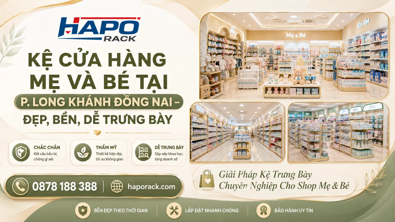 Sản Xuất Kệ Shop Mẹ Và Bé Tại P. Long Khánh Đồng Nai – Hiện Đại, Linh Hoạt Trưng Bày