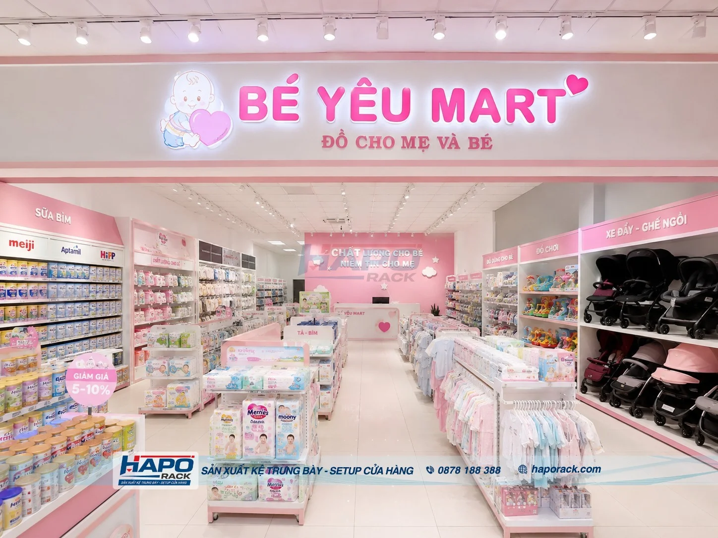 Sản Xuất Kệ Shop Mẹ Và Bé Tại P. Ô Môn TP. Cần Thơ – Bền Chắc, Dễ Bố Trí Hàng Hóa