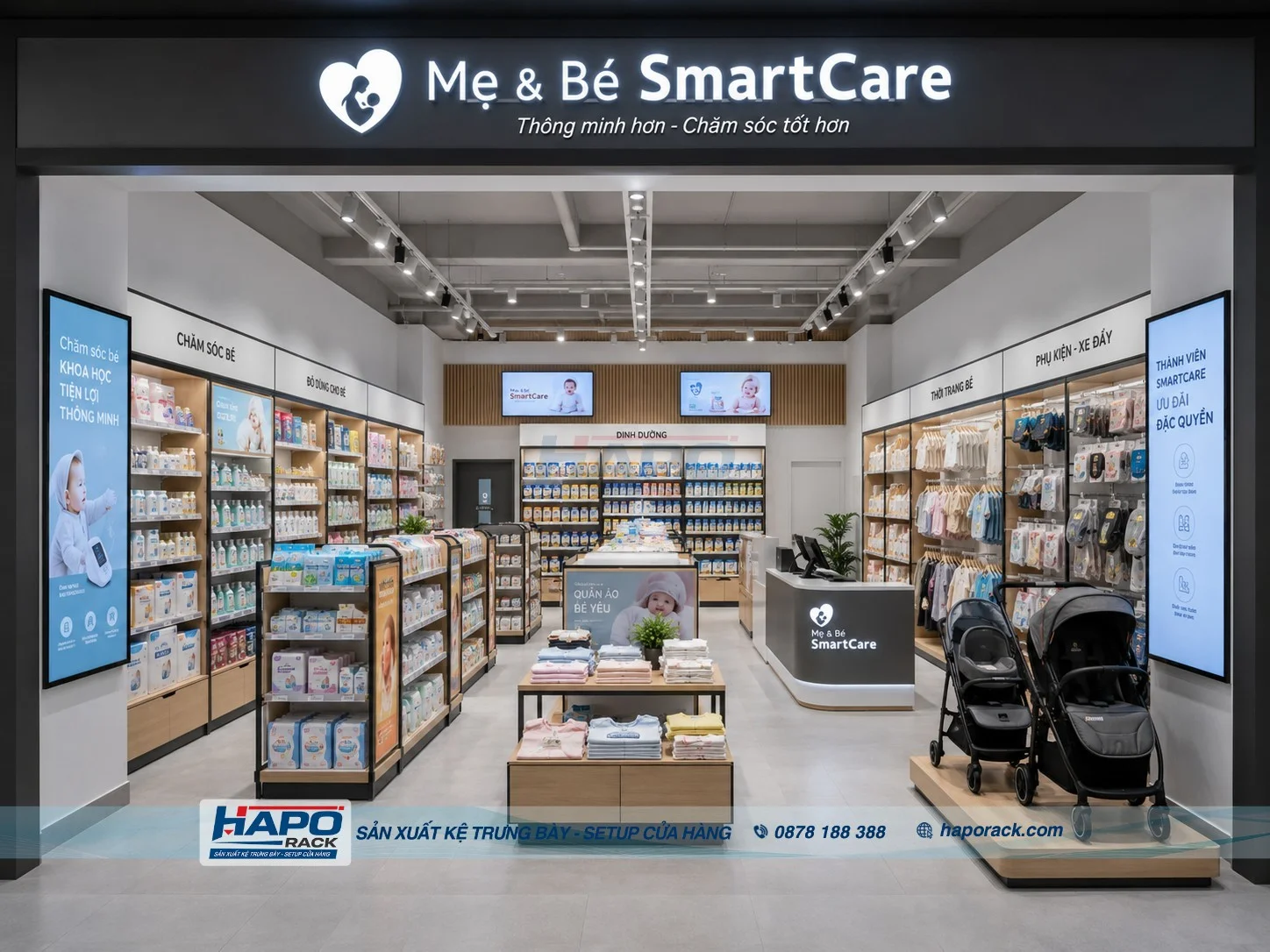 Sản Xuất Kệ Shop Mẹ Và Bé Tại P. Thới Long TP. Cần Thơ – Chắc Chắn, Tối Ưu Diện Tích