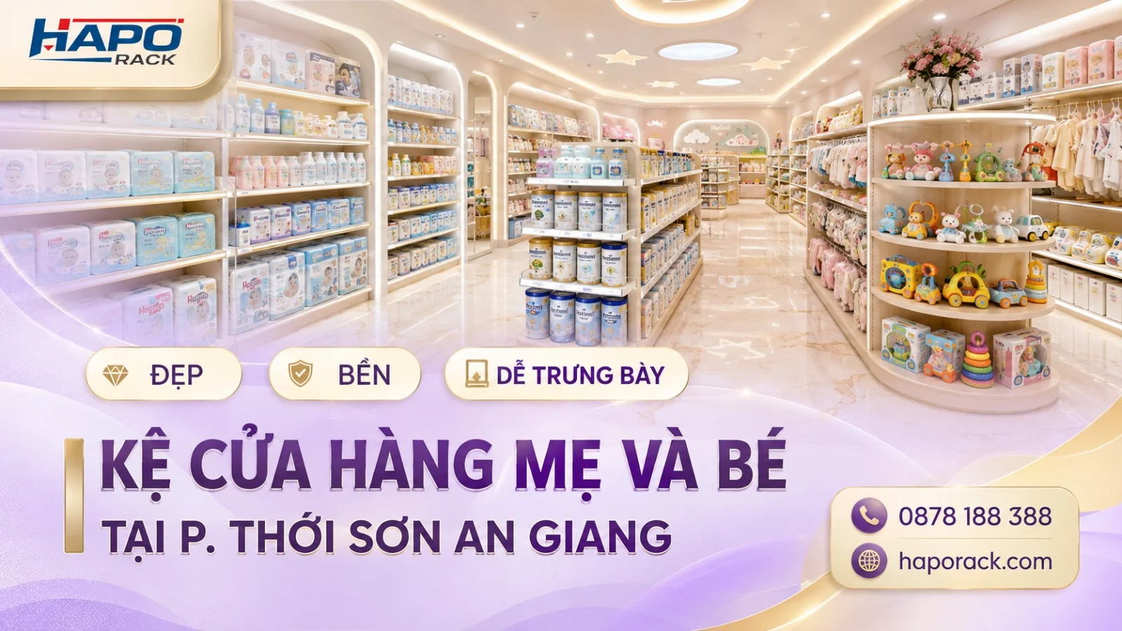Sản Xuất Kệ Shop Mẹ Và Bé Tại P. Thới Sơn An Giang Bền Đẹp