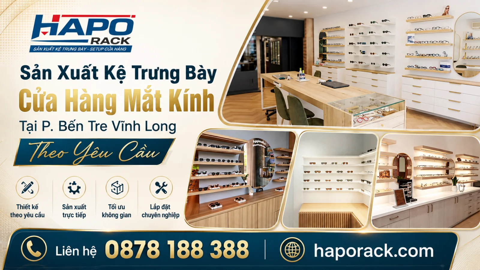 Sản Xuất Kệ Trưng Bày Cửa Hàng Mắt Kính Tại P. Bến Tre Vĩnh Long Đẹp, Bền