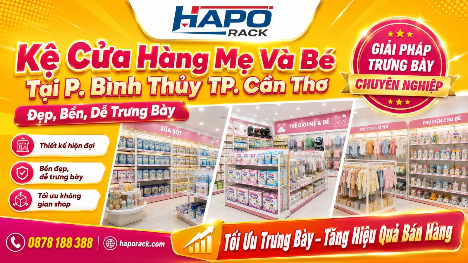 Thi Công Kệ Cửa Hàng Mẹ Và Bé Tại P. Bình Thủy TP. Cần Thơ – Đẹp, Bền, Dễ Trưng Bày