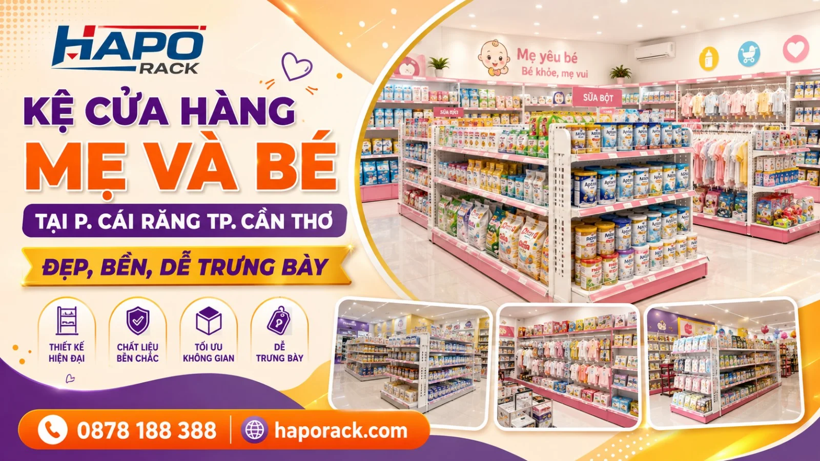 Thi Công Kệ Cửa Hàng Mẹ Và Bé Tại P. Cái Răng TP. Cần Thơ – Chuyên Nghiệp, Tối Ưu Trưng Bày