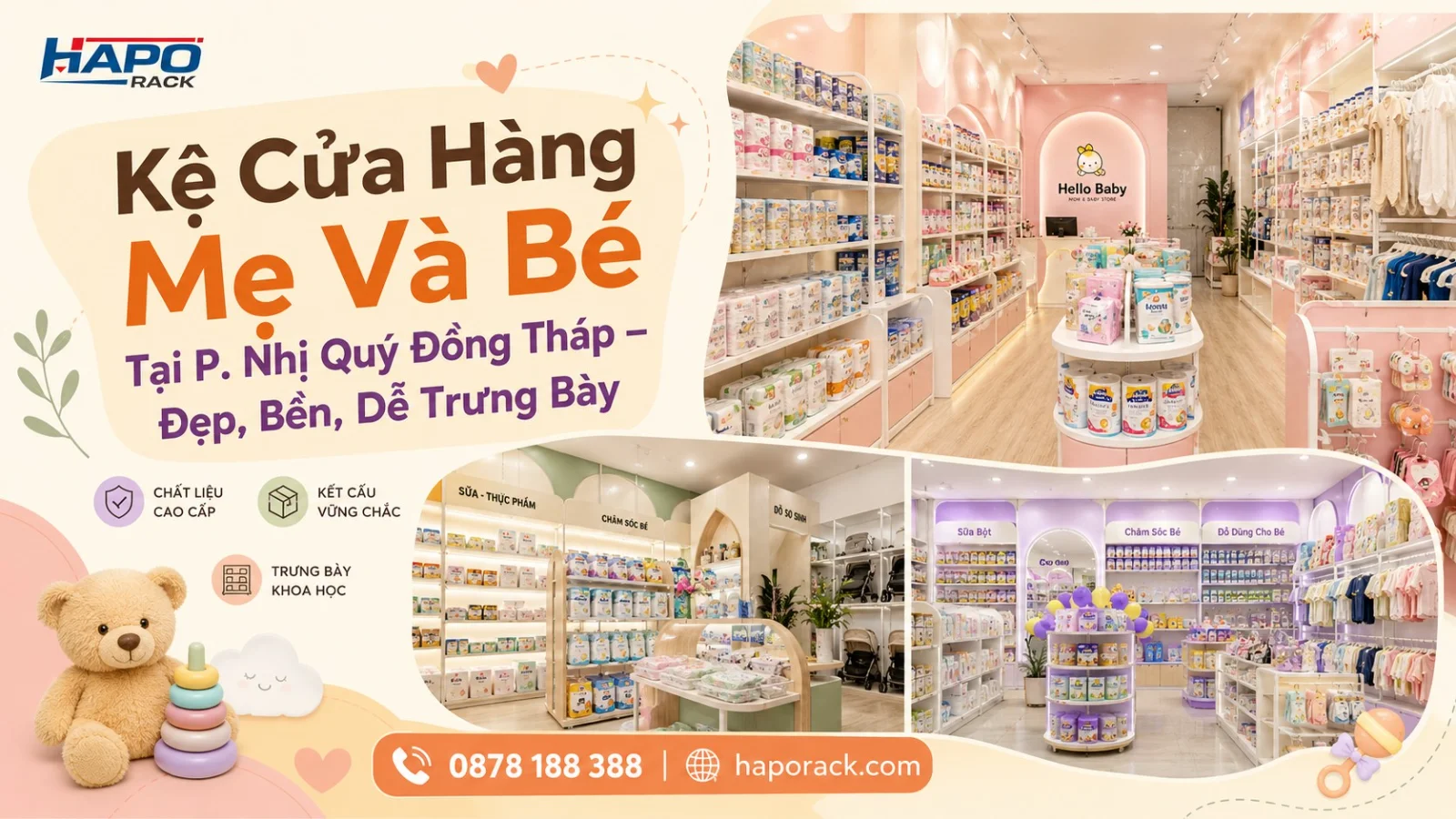 Thi Công Kệ Cửa Hàng Mẹ Và Bé Tại P. Nhị Quý Đồng Tháp – Gọn Đẹp, Dễ Sắp Xếp