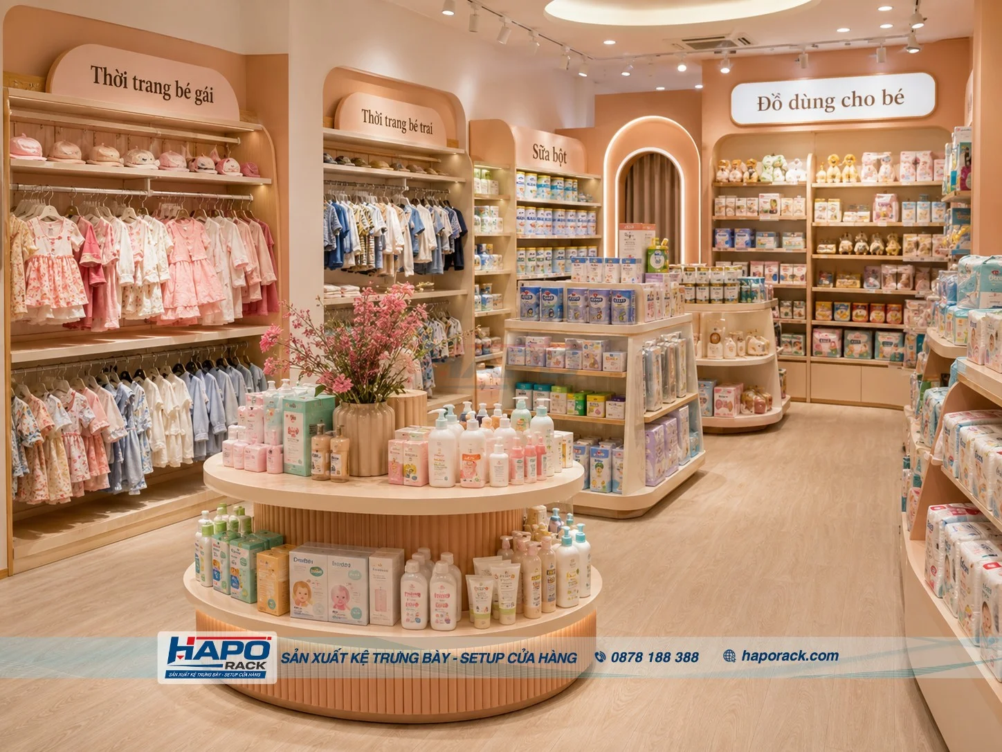 Thi Công Kệ Shop Mẹ Và Bé Tại P. Bình Thủy TP. Cần Thơ – Hiện Đại, Tối Ưu Trưng Bày