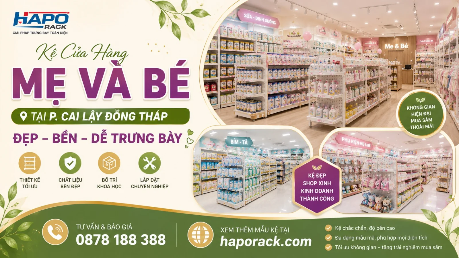 Thi Công Kệ Shop Mẹ Và Bé Tại P. Cai Lậy Đồng Tháp – Gọn Đẹp, Dễ Bố Trí
