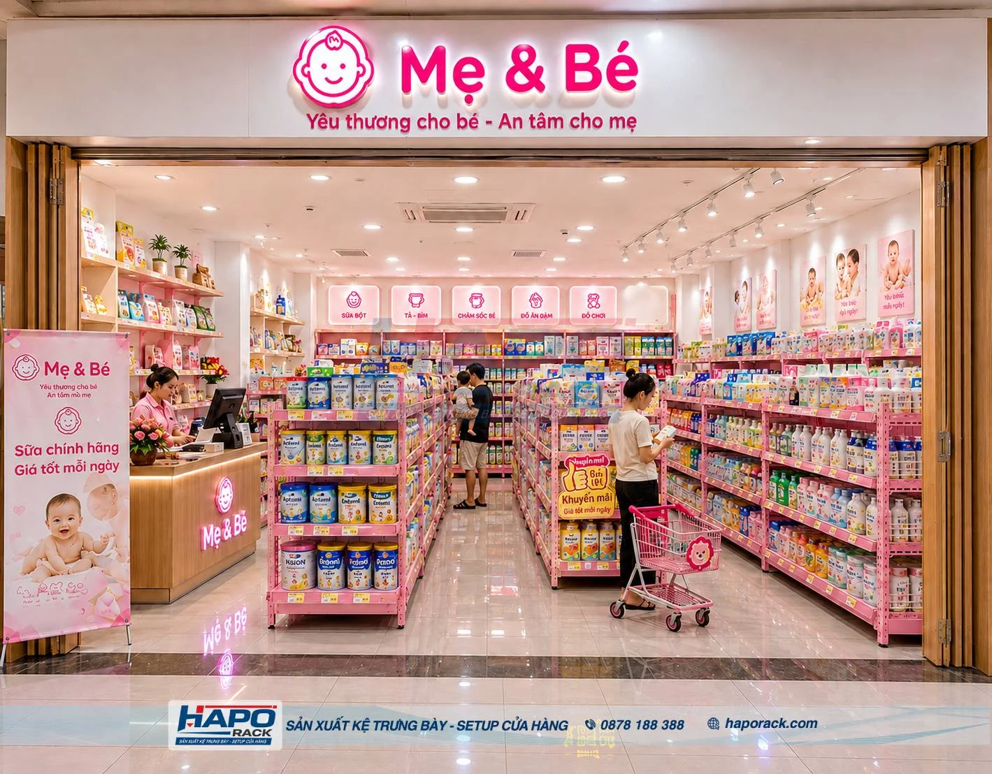 Thi Công Kệ Shop Mẹ Và Bé Tại P. Cái Răng TP. Cần Thơ – Bền Đẹp, Dễ Bố Trí Hàng Hóa