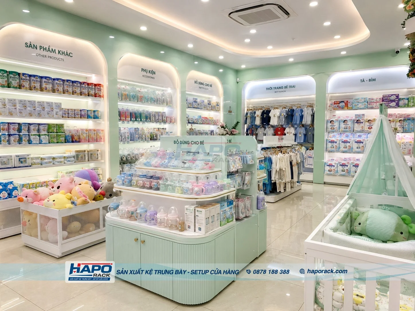 Thi Công Kệ Shop Mẹ Và Bé Tại P. Cái Răng TP. Cần Thơ – Hiện Đại, Tối Ưu Không Gian