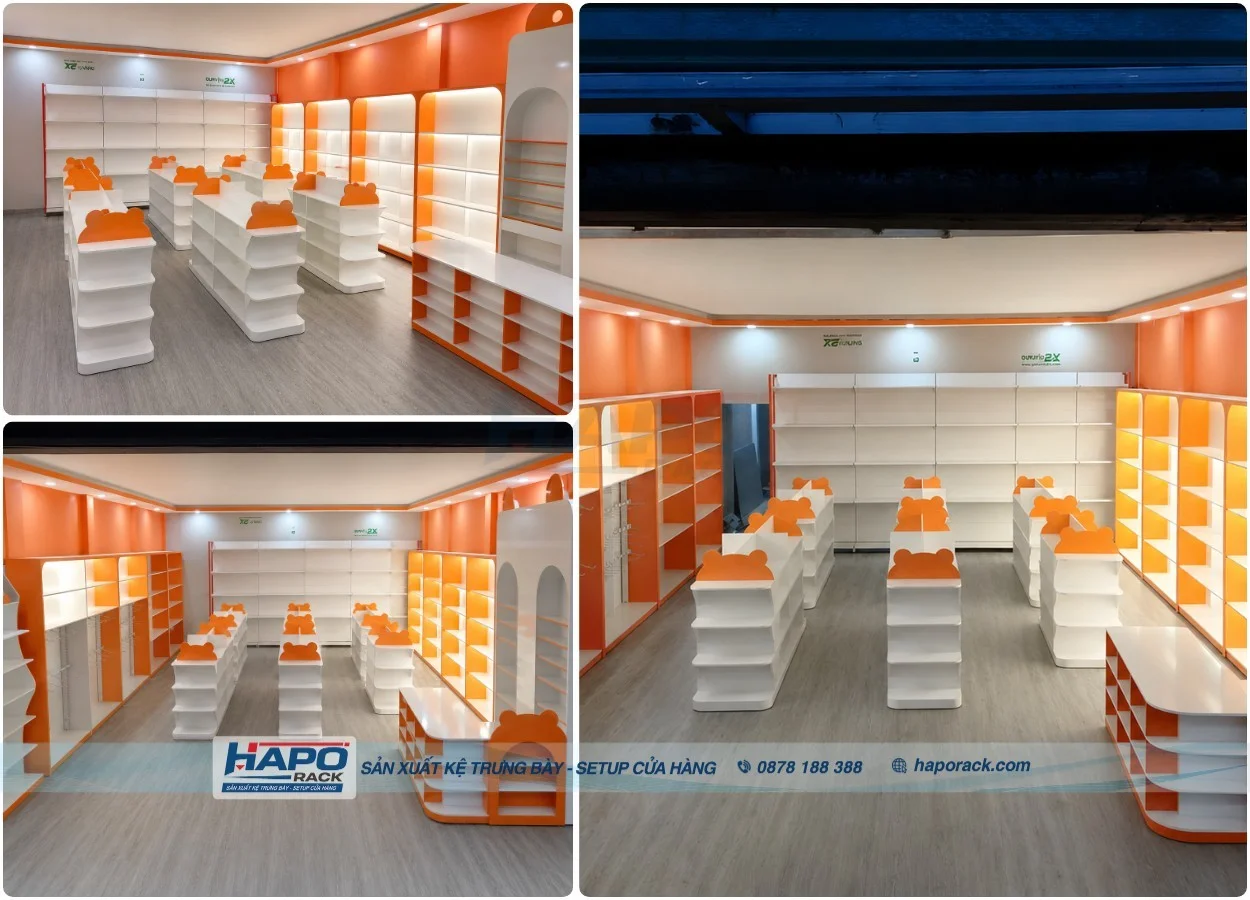 Thi Công Kệ Shop Mẹ Và Bé Tại P. Long Tuyền TP. Cần Thơ – Đẹp Hiện Đại, Tối Ưu Không Gian