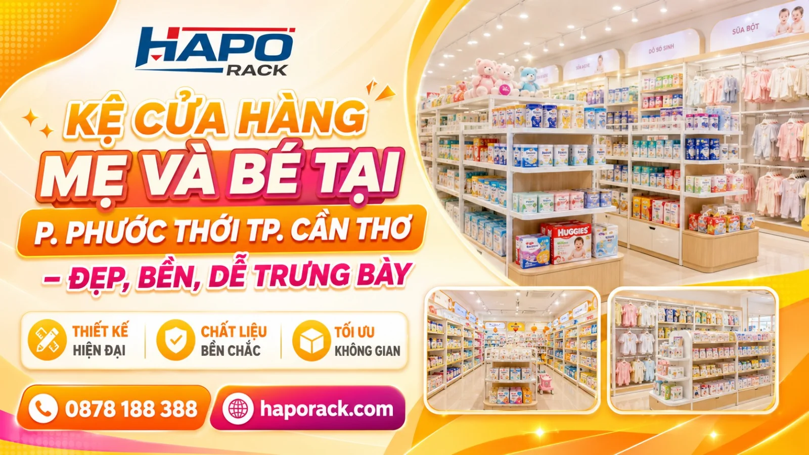 Thi Công Kệ Shop Mẹ Và Bé Tại P. Phước Thới TP. Cần Thơ – Bền Đẹp, Dễ Sắp Xếp