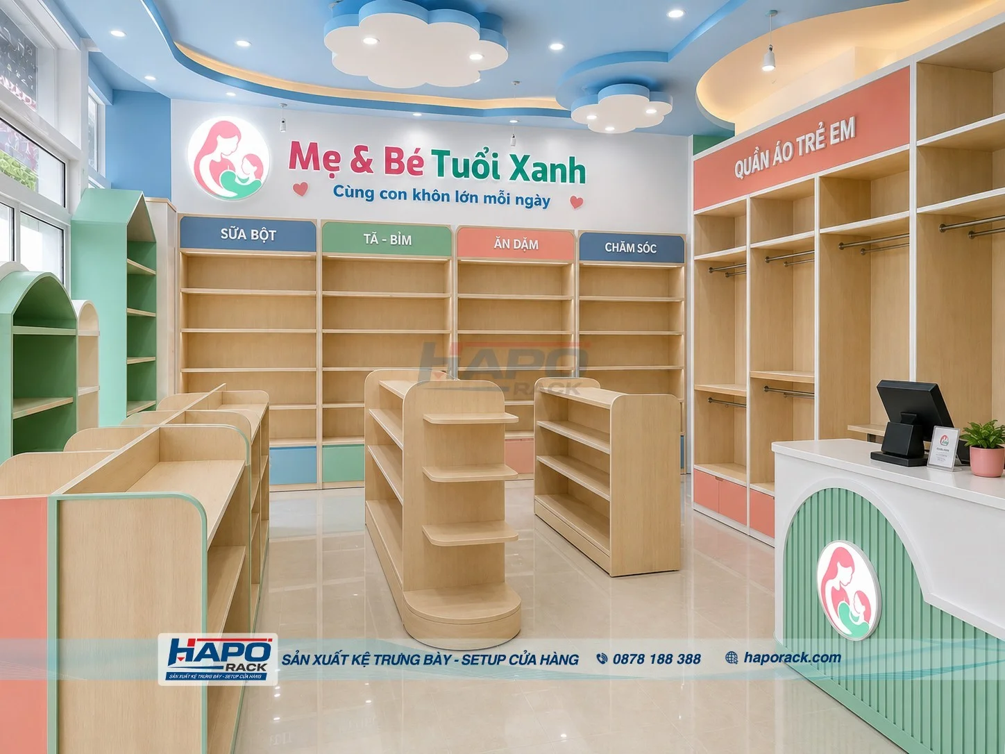 Thi Công Kệ Shop Mẹ Và Bé Tại P. Tân An TP. Cần Thơ Theo Yêu Cầu