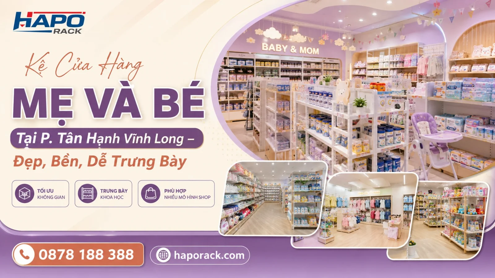 Thi Công Kệ Shop Mẹ Và Bé Tại P. Tân Hạnh Vĩnh Long – Hiện Đại, Dễ Sắp Xếp