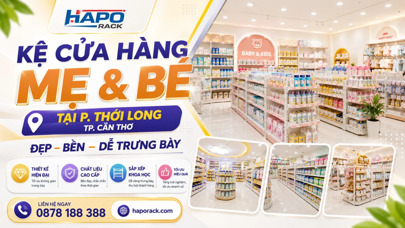 Thi Công Kệ Shop Mẹ Và Bé Tại P. Thới Long TP. Cần Thơ – Chuyên Nghiệp, Tối Ưu Không Gian