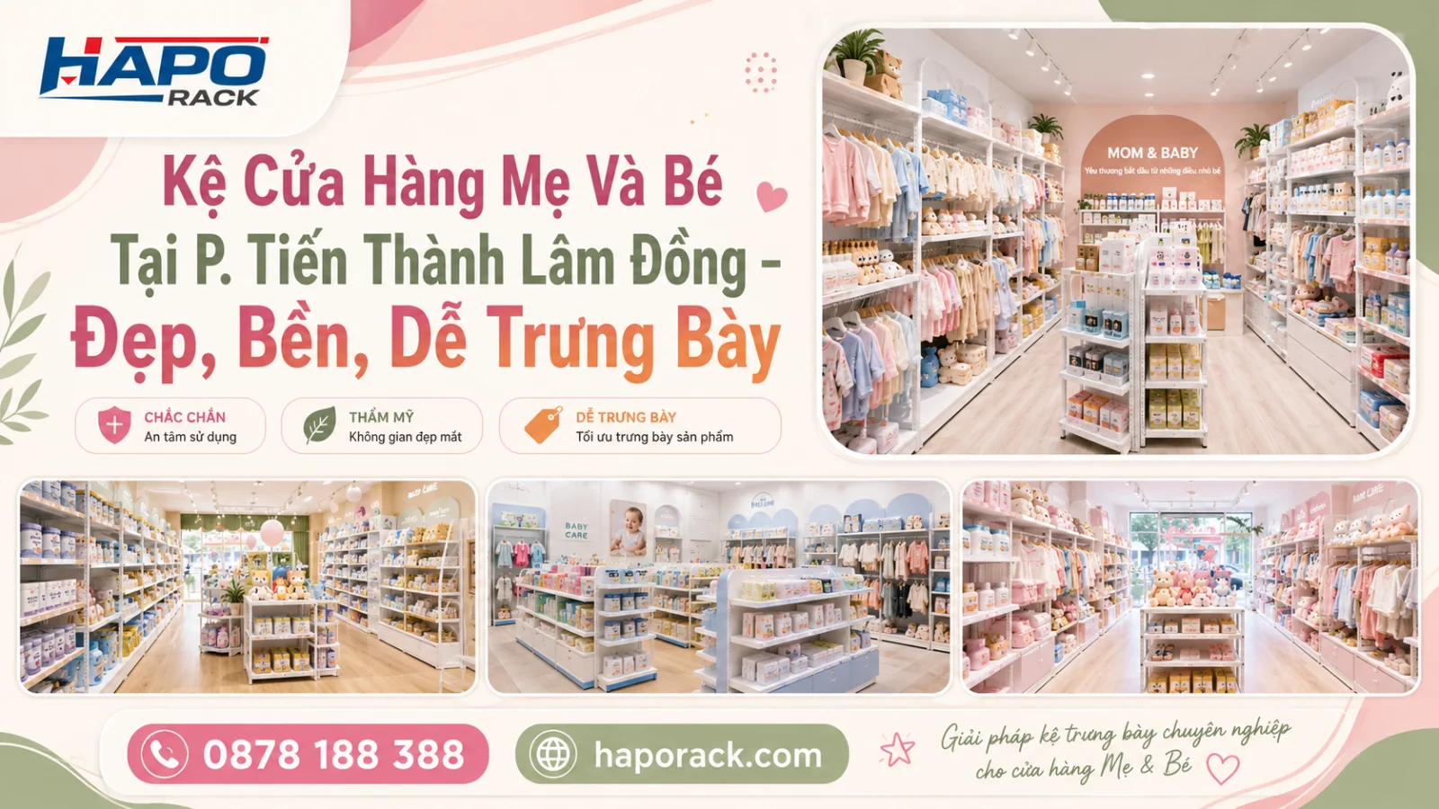 Thi Công Kệ Shop Mẹ Và Bé Tại P. Tiến Thành Lâm Đồng – Đẹp, Bền, Tối Ưu Không Gian
