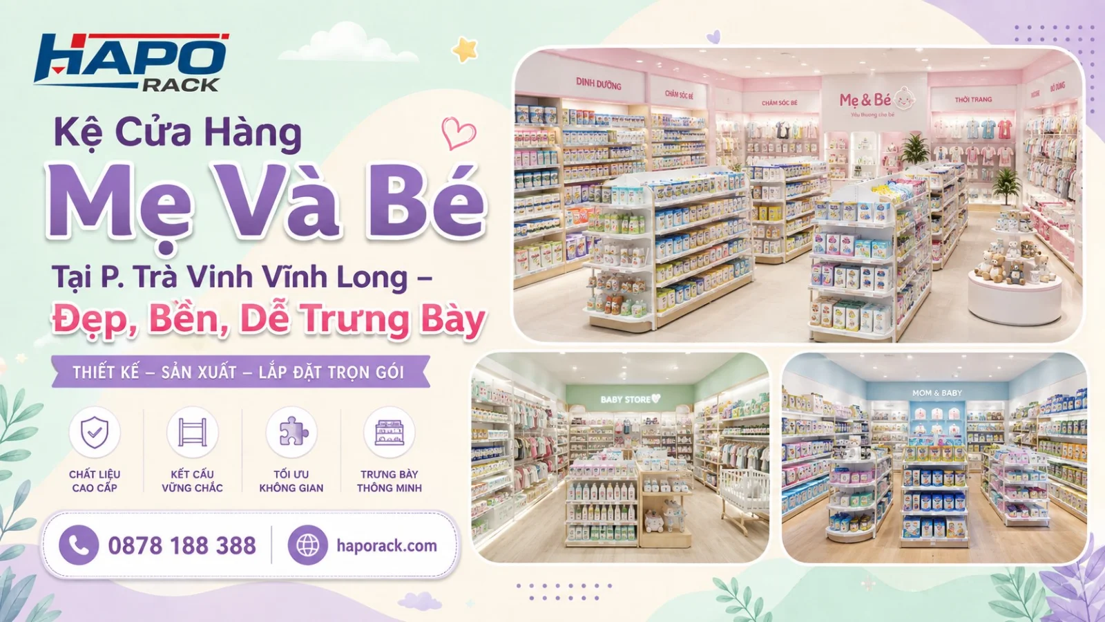 Thi Công Kệ Shop Mẹ Và Bé Tại P. Trà Vinh Vĩnh Long – Đẹp, Thoáng, Dễ Bố Trí