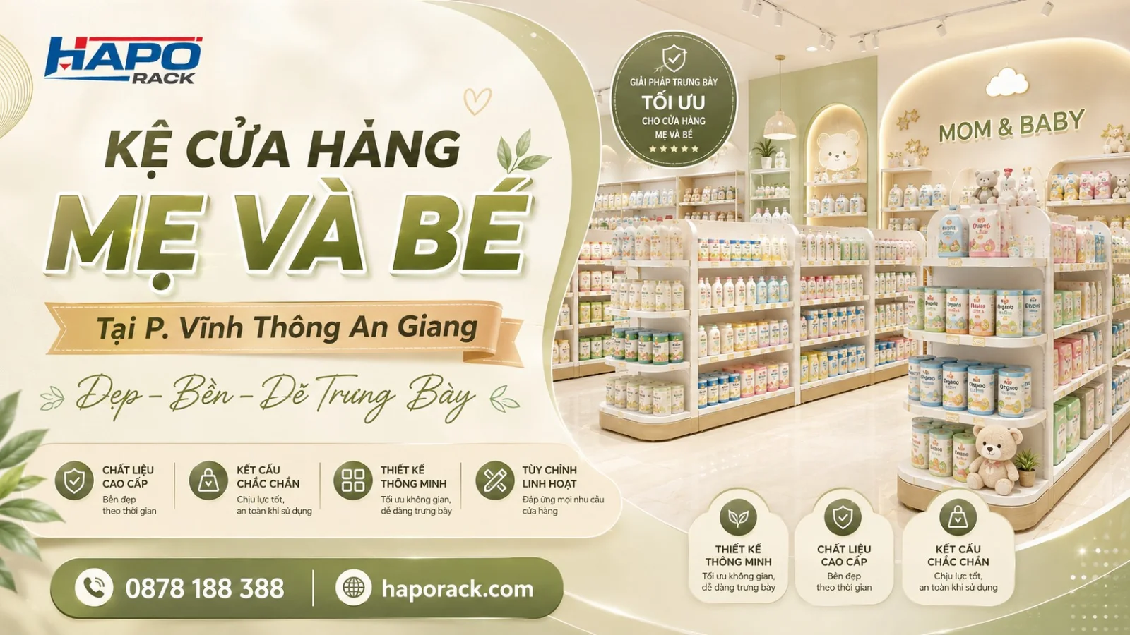 Thi Công Kệ Shop Mẹ Và Bé Tại P. Vĩnh Thông An Giang Uy Tín