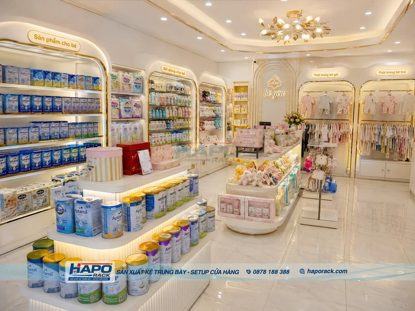 Thiết Kế Kệ Cửa Hàng Mẹ Và Bé Tại P. Bình Thủy TP. Cần Thơ – Hiện Đại, Dễ Trưng Bày