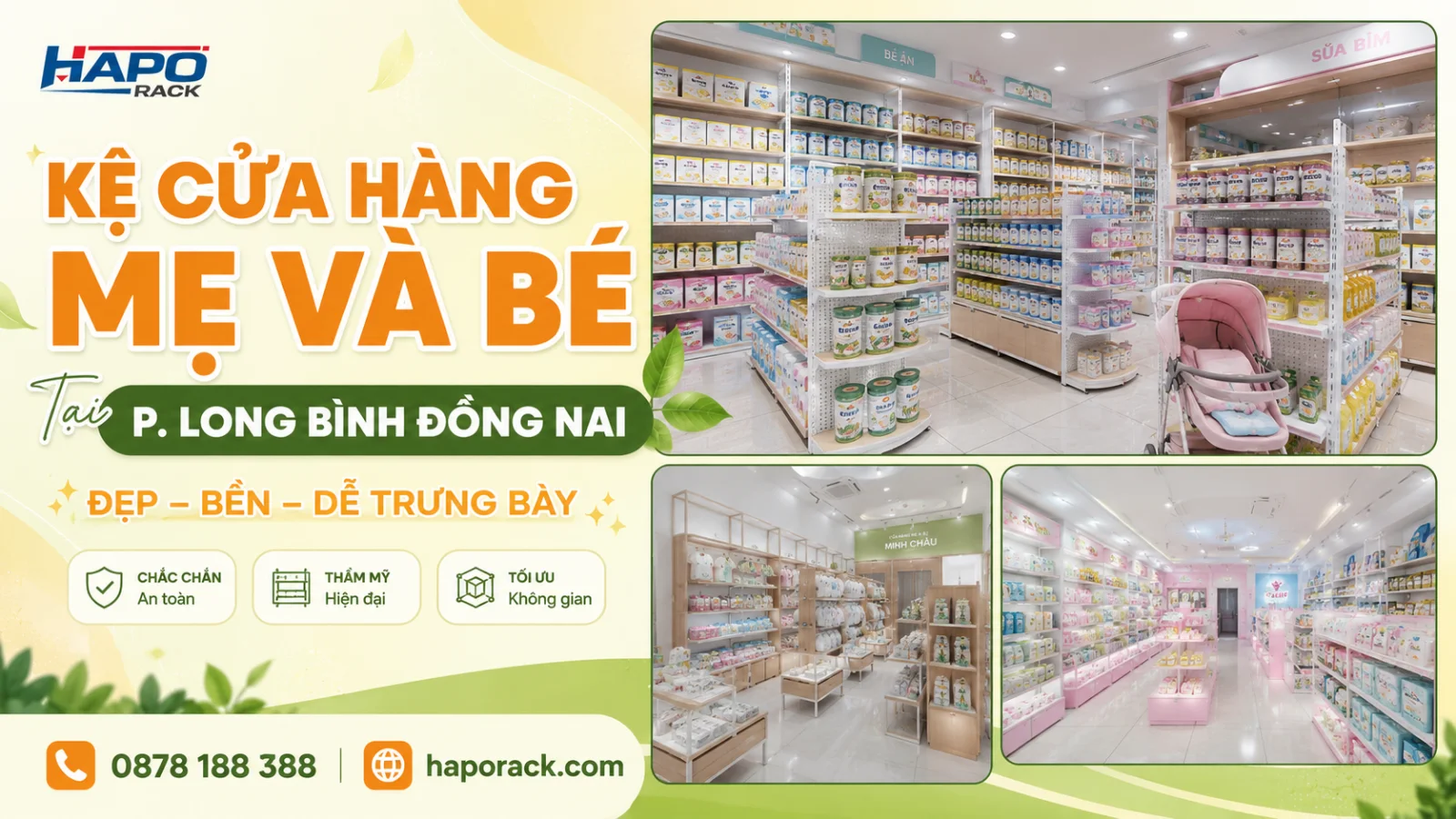 Thiết Kế Kệ Cửa Hàng Mẹ Và Bé Tại P. Long Bình Đồng Nai – Gọn Đẹp, Dễ Phân Khu Hàng Hóa