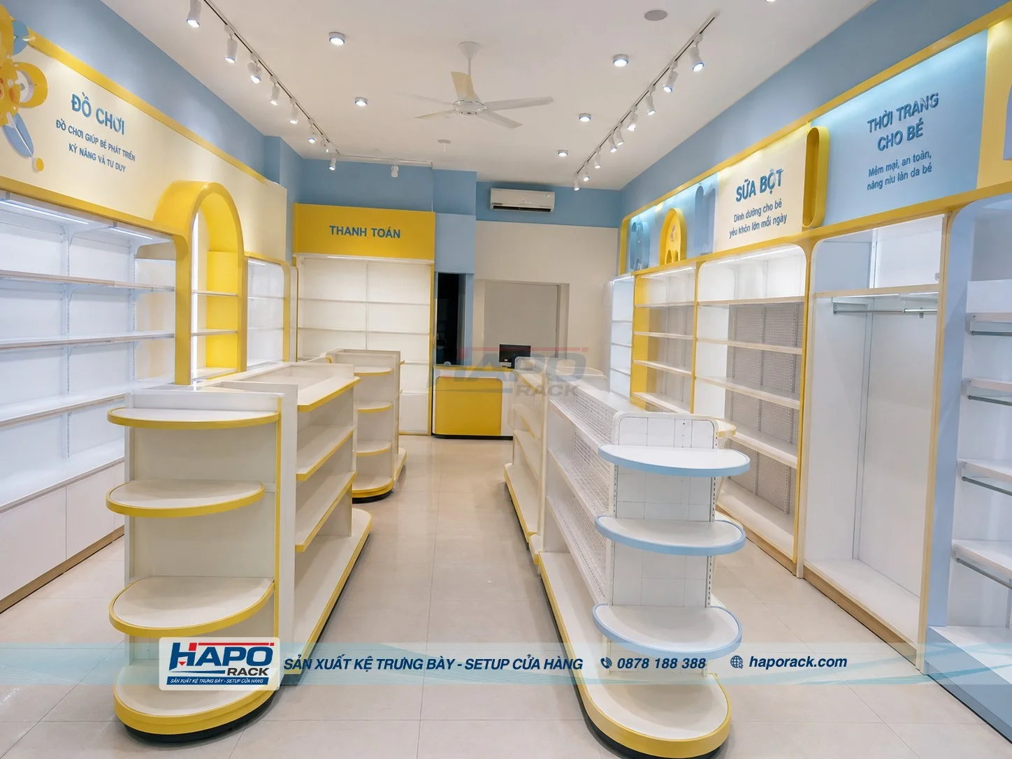 Thiết Kế Kệ Cửa Hàng Mẹ Và Bé Tại P. Long Tuyền TP. Cần Thơ – Hiện Đại, Tối Ưu Diện Tích