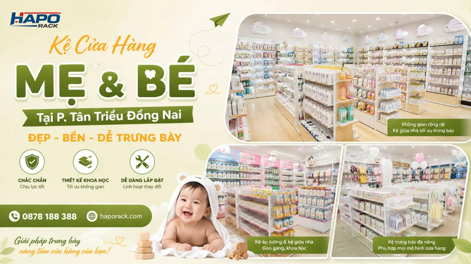 Thiết Kế Kệ Cửa Hàng Mẹ Và Bé Tại P. Tân Triều Đồng Nai – Hiện Đại, Tối Ưu Không Gian