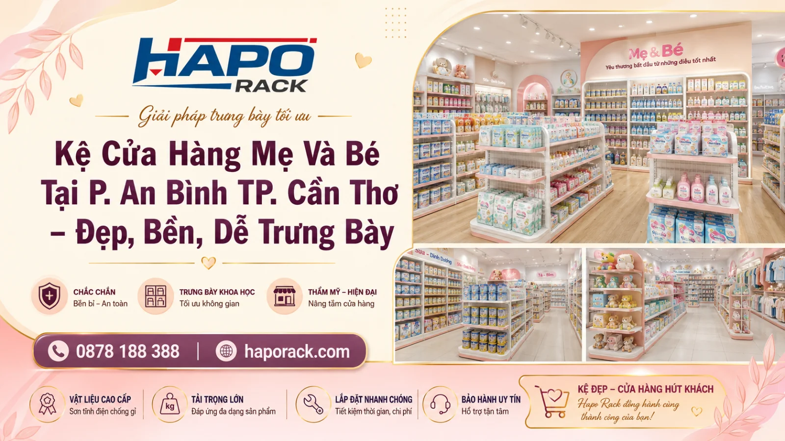 Thiết Kế Kệ Shop Mẹ Và Bé Tại P. An Bình TP. Cần Thơ – Đẹp, Khoa Học, Dễ Trưng Bày