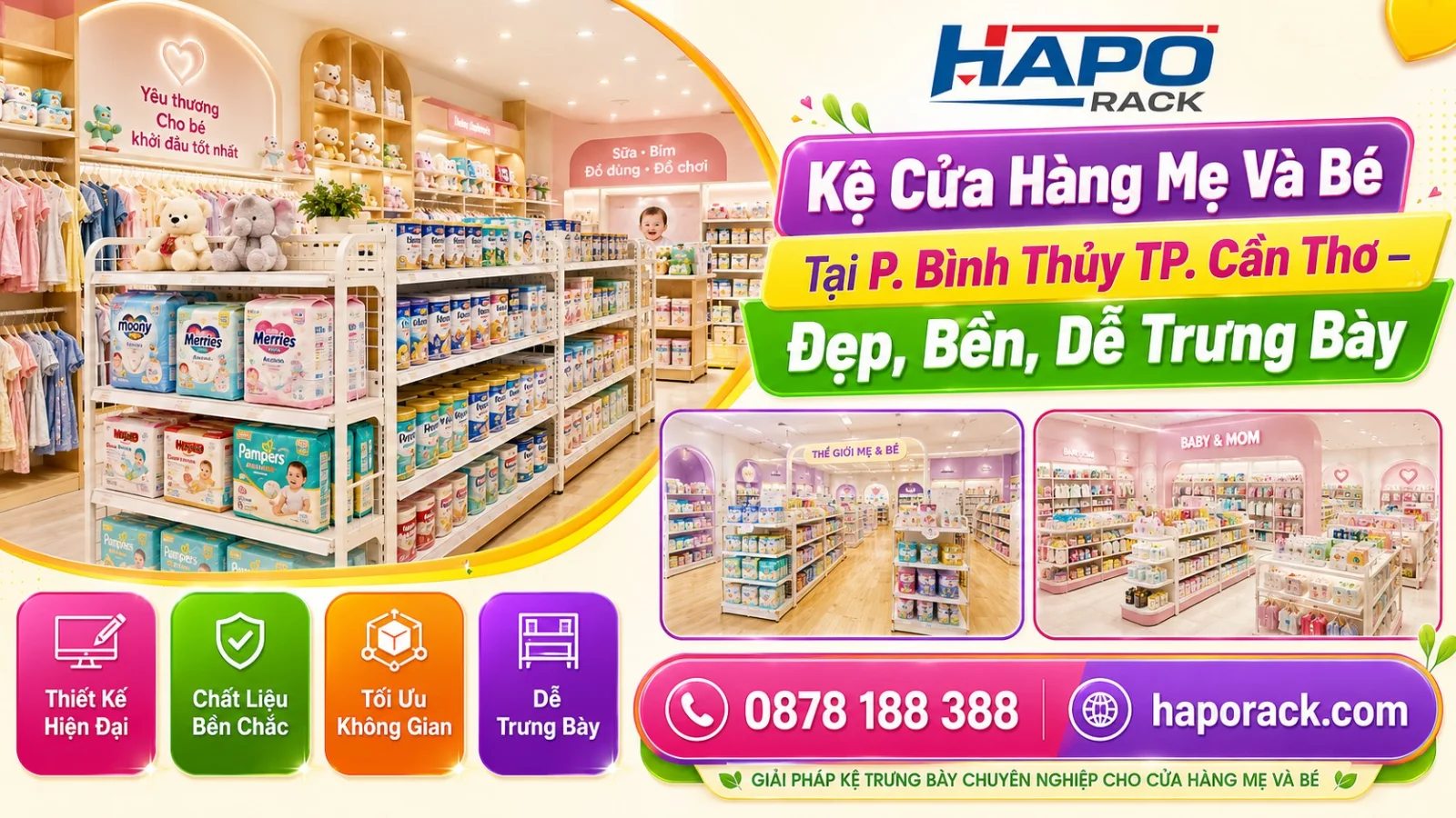 Thiết Kế Kệ Shop Mẹ Và Bé Tại P. Bình Thủy TP. Cần Thơ – Gọn Đẹp, Tối Ưu Không Gian