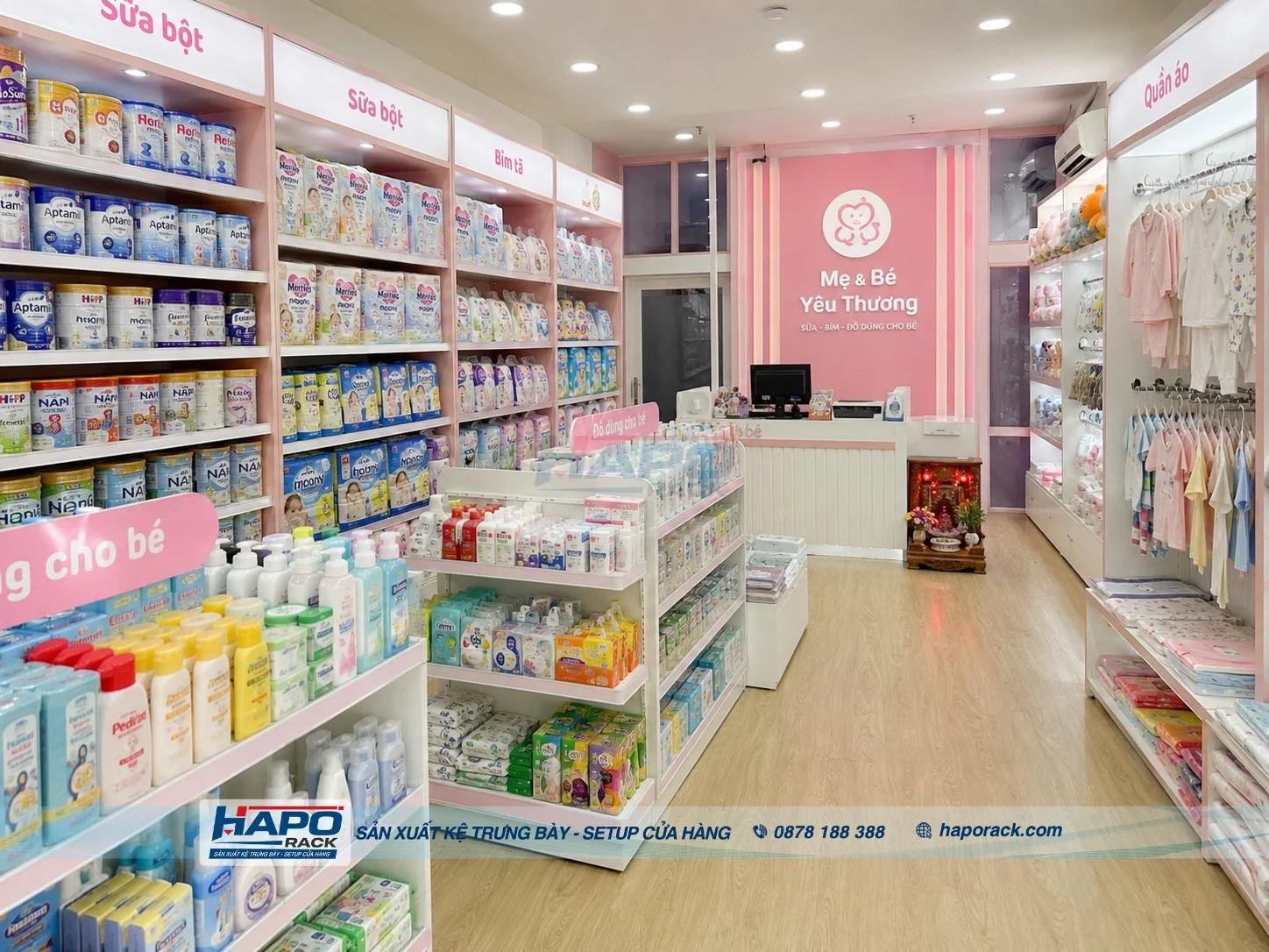 Thiết Kế Kệ Shop Mẹ Và Bé Tại P. Long Tuyền TP. Cần Thơ – Gọn Đẹp, Dễ Bố Trí Hàng Hóa